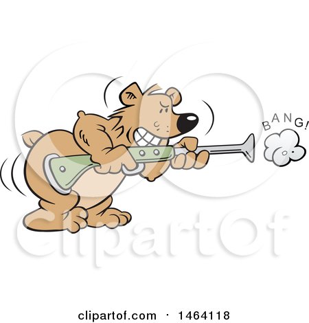 Vector Clipart of a Bear Shooting a Blunderbuss Gun, Bearing Arms - Royalty Free Illustration by Johnny Sajem