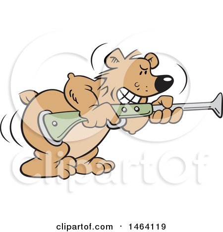 Vector Clipart of a Bear Aiming a Blunderbuss Gun, Bearing Arms - Royalty Free Illustration by Johnny Sajem