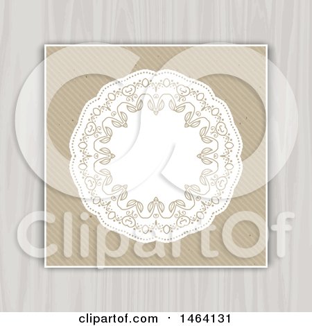 Clipart of a Vintage Lace Invitation Design on Wood - Royalty Free Vector Illustration by KJ Pargeter