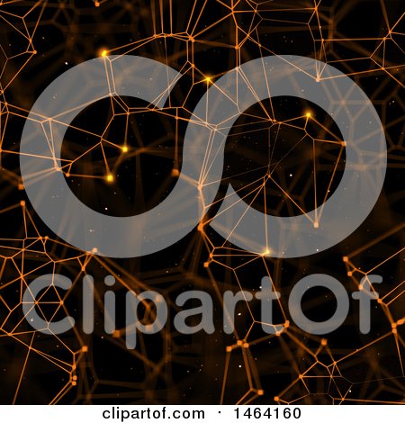 Clipart of an Orange Digital Connections Networking Background - Royalty Free Illustration by KJ Pargeter