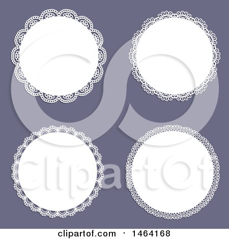 Clipart of White Lace Frames on Purple - Royalty Free Vector Illustration by KJ Pargeter