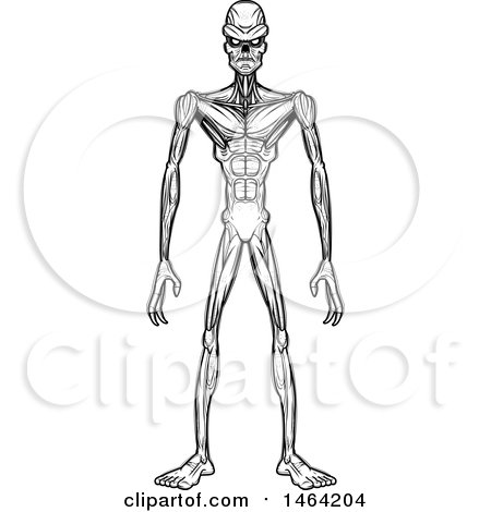 Clipart of a Black and White Standing Ghoul - Royalty Free Vector Illustration by Cory Thoman