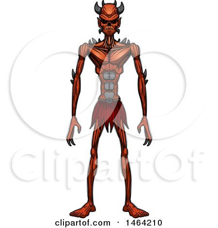 Clipart of a Standing Demon - Royalty Free Vector Illustration by Cory Thoman
