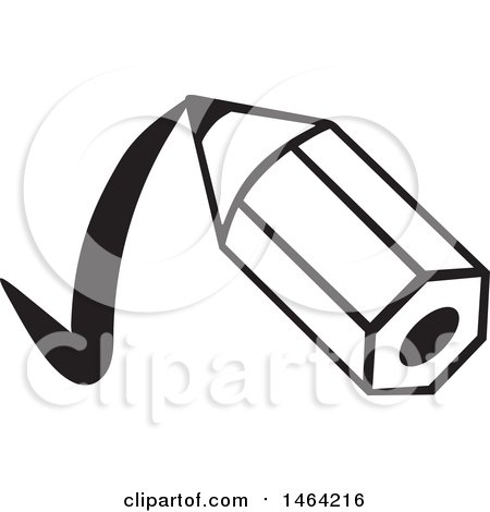 Clipart of a Black and White Short Pencil Drawing a Check Mark - Royalty Free Vector Illustration by Johnny Sajem