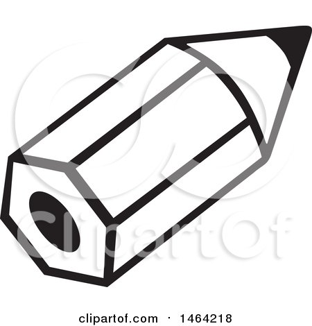 Clipart of a Black and White Short Pencil - Royalty Free Vector Illustration by Johnny Sajem