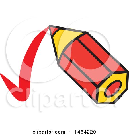 Clipart of a Short Red Pencil Drawing a Check Mark - Royalty Free Vector Illustration by Johnny Sajem