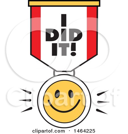 Clipart of a Smiley Face and I Did It Ribbon - Royalty Free Vector Illustration by Johnny Sajem