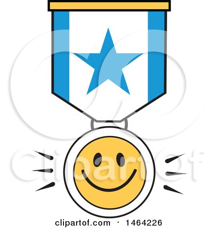 Clipart of a Smiley Face and Star Ribbon - Royalty Free Vector Illustration by Johnny Sajem