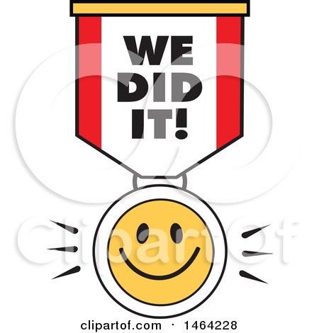 Clipart of a Smiley Face and We Did It Ribbon - Royalty Free Vector Illustration by Johnny Sajem