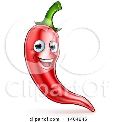 Clipart of a Happy Red Chile Pepper Mascot Character - Royalty Free Vector Illustration by AtStockIllustration