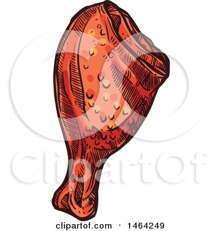 Clipart of a Sketched Chicken or Turkey Leg - Royalty Free Vector Illustration by Vector Tradition SM