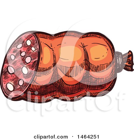 Clipart of a Sketched Salami or Sausage - Royalty Free Vector Illustration by Vector Tradition SM