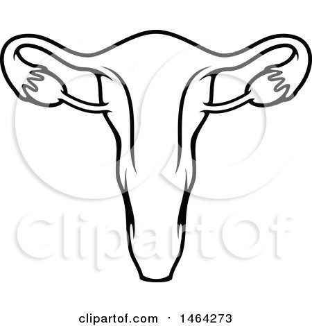 Clipart of a Black and White Human Uterus - Royalty Free Vector Illustration by Vector Tradition SM