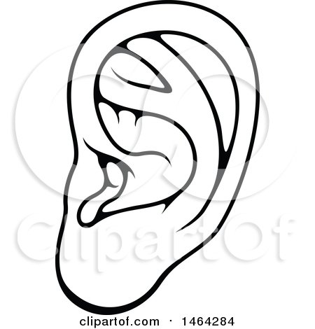 Clipart of a Black and White Human Ear - Royalty Free Vector Illustration by Vector Tradition SM