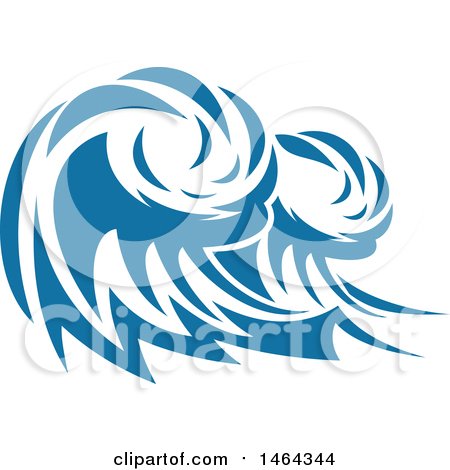 Clipart of a Blue Splash Ocean Surf Wave Water Design - Royalty Free Vector Illustration by Vector Tradition SM