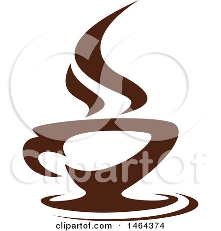 Clipart of a Brown Hot Steamy Cup of Coffee - Royalty Free Vector Illustration by Vector Tradition SM