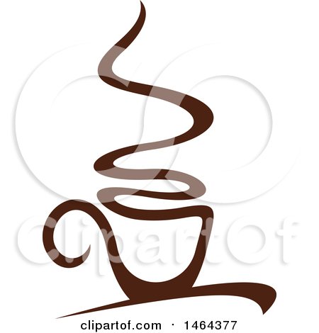 Clipart of a Brown Hot Steamy Cup of Coffee - Royalty Free Vector Illustration by Vector Tradition SM