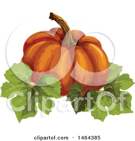 Clipart of a Pumpkin and Leaves - Royalty Free Vector Illustration by Vector Tradition SM