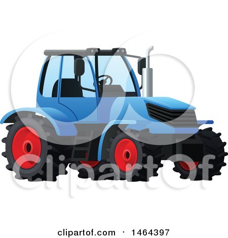 Clipart of a Blue Tractor - Royalty Free Vector Illustration by Vector Tradition SM