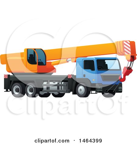 Clipart of a Big Rig Hauling a Crane - Royalty Free Vector Illustration by Vector Tradition SM