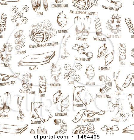 Clipart of a Seamless Pattern Background of Pasta - Royalty Free Vector Illustration by Vector Tradition SM