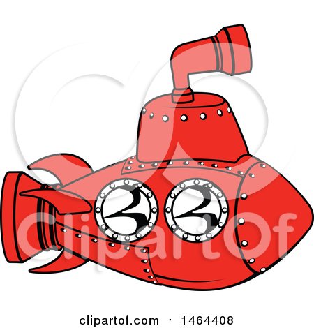 Clipart of a Red Submarine - Royalty Free Vector Illustration by AtStockIllustration