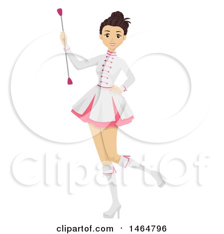 Clipart of a Teenage Girl Majorette Holding a Baton - Royalty Free Vector Illustration by BNP Design Studio
