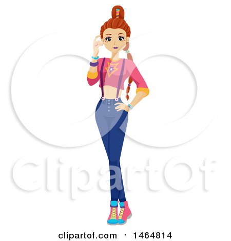 Clipart of a Teenage Girl in a K Pop Outfit - Royalty Free Vector Illustration by BNP Design Studio
