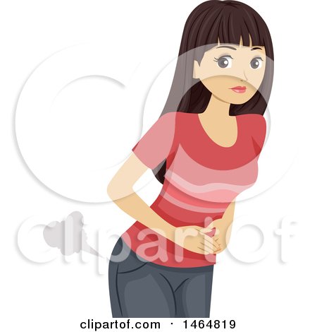 Clipart of a Teenage Girl Farting - Royalty Free Vector Illustration by BNP Design Studio