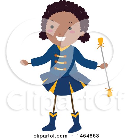 Clipart of a Majorette Dancer Girl with a Baton - Royalty Free Vector Illustration by BNP Design Studio
