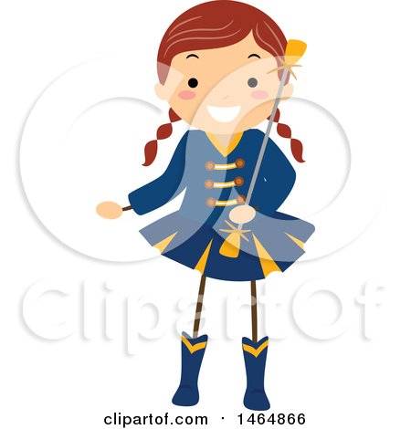 Clipart of a Majorette Dancer Girl with a Baton - Royalty Free Vector Illustration by BNP Design Studio
