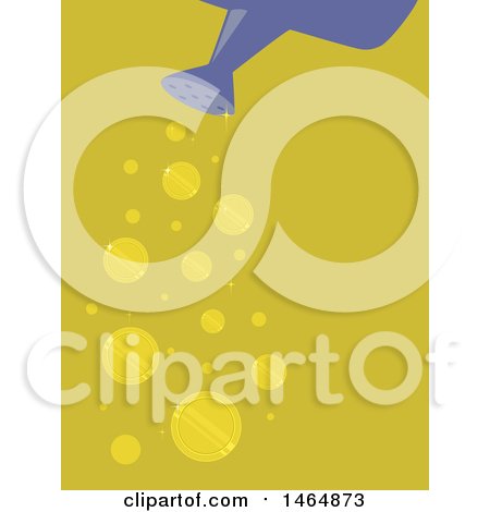 Clipart of a Watering Can with Falling Coins - Royalty Free Vector Illustration by BNP Design Studio