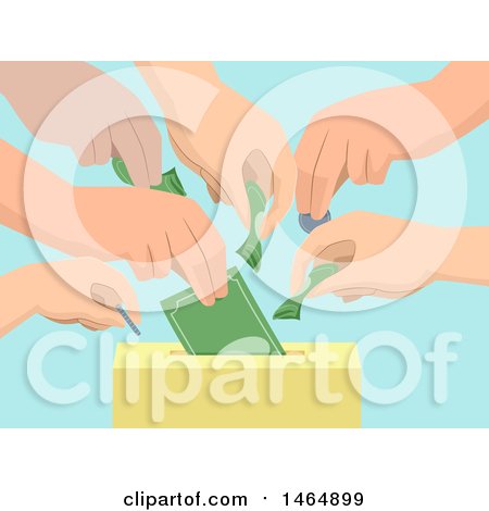 Clipart of Hands Donating Money and Inserting It into a Box - Royalty Free Vector Illustration by BNP Design Studio