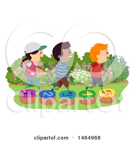 Clipart of a Group of School Children - Royalty Free Vector Illustration by BNP Design Studio