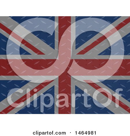 Clipart of a Diamond Plate Textured Union Jack Flag - Royalty Free Vector Illustration by elaineitalia