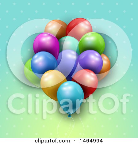 Clipart of a Group of 3d Colorful Party Balloons - Royalty Free Vector Illustration by KJ Pargeter