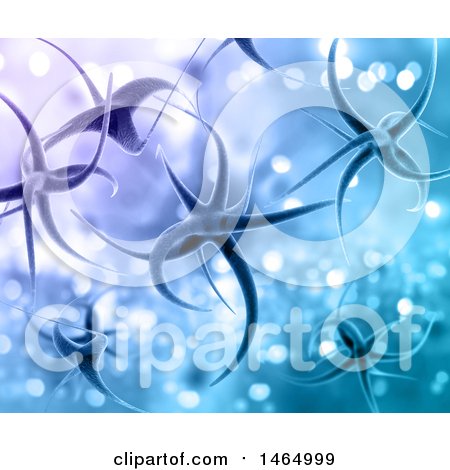 Clipart of a 3d Background of Virus Cells on Purple and Blue - Royalty Free Illustration by KJ Pargeter