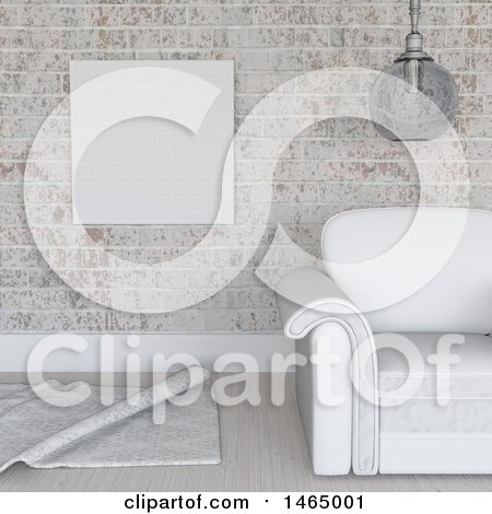 Clipart of a 3d White Themed Room - Royalty Free Illustration by KJ Pargeter
