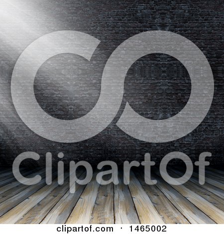 Clipart of a 3d Wood Floor and Brick Wall with Light Shining in - Royalty Free Illustration by KJ Pargeter