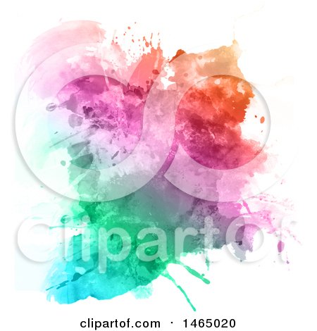 Clipart of a Colorful Watercolor Splatters Background on White - Royalty Free Vector Illustration by KJ Pargeter