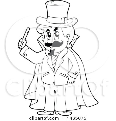 Clipart of a Black and White Magician - Royalty Free Vector Illustration by visekart