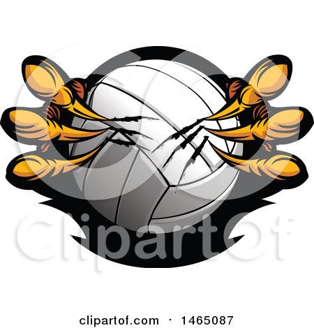 Clipart of Eagle Talons Shredding a Volleyball - Royalty Free Vector Illustration by Chromaco