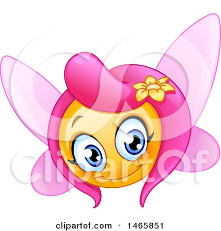 Clipart of a Pretty Fairy Yellow Emoji Emoticon Smiley Face - Royalty Free Vector Illustration by yayayoyo