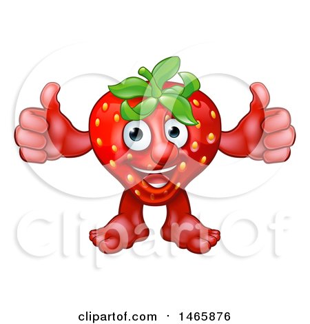 Clipart of a Strawberry Mascot Giving Two Thumbs up - Royalty Free Vector Illustration by AtStockIllustration