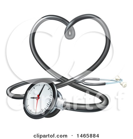 Clipart of a 3d Medical Stethoscope Forming a Love Heart - Royalty Free Vector Illustration by AtStockIllustration