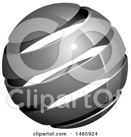 Clipart of a 3d Silver or Gray Globe - Royalty Free Vector Illustration by beboy