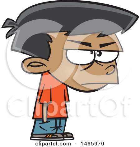 Clipart of a Cartoon Grumpy Boy - Royalty Free Vector Illustration by toonaday