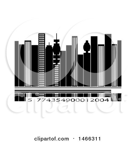 Clipart of a City Skyline with a Row of Numbers - Royalty Free Vector Illustration by elaineitalia
