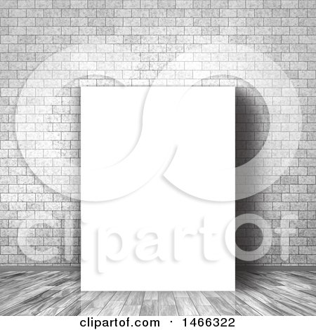 Clipart of a 3d Blank Canvas Leaning Against a Wall - Royalty Free Illustration by KJ Pargeter