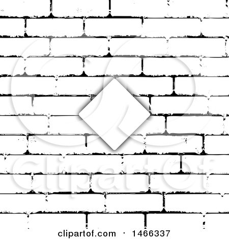 Clipart of a Black and White Brick Wall Texture Invite - Royalty Free Vector Illustration by KJ Pargeter